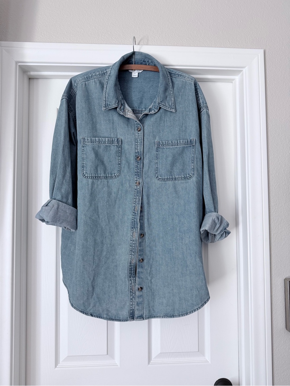 Vintage 90s Old Navy Heavy Denim Boyfriend Shirt 26x31 XL 2X
 Shirt
